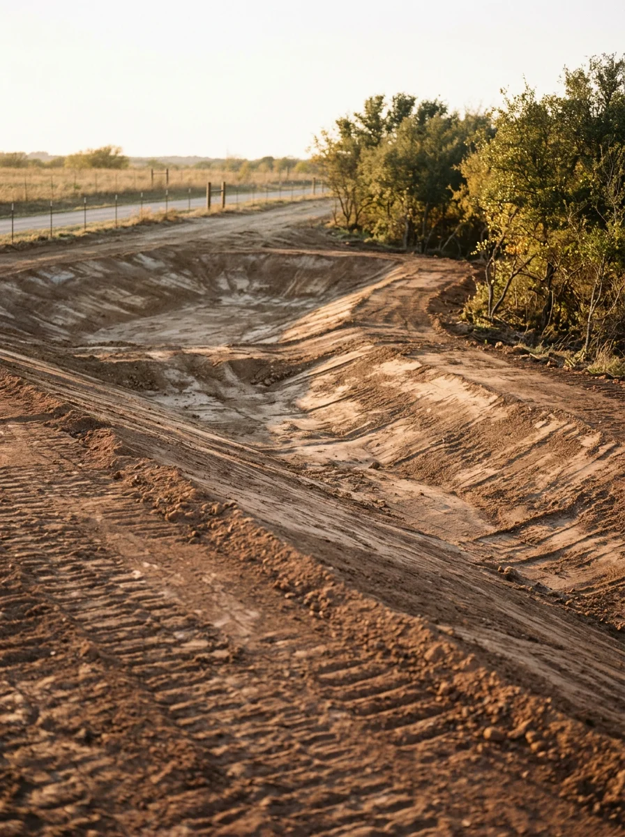 Retention pond installation and water management site preparation in Alvarado, Johnson County